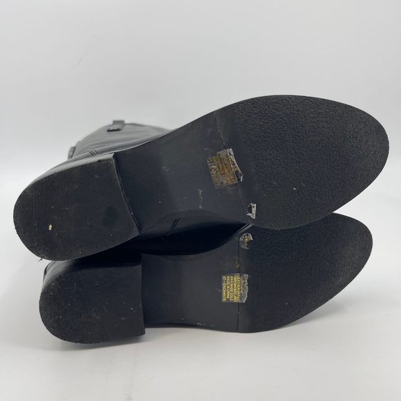 Arturo Chiang Black Silver Leather Heeled Boots | Almond Toe & Zip Closure - Picture 3 of 9